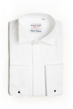 Ivory formal shirt with hidden buttons