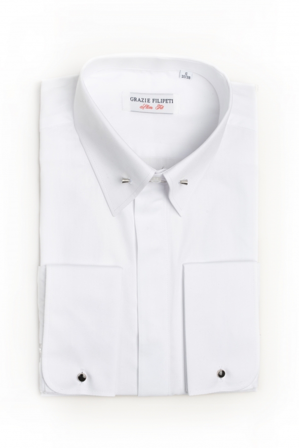 White shirt with pin needle for collar