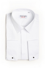 Cămașă albă slim fit cu guler clasic și butoni