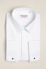 White slim fit shirt with classic collar and cufflinks