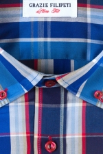 Camasa slim fit in carouri albastru electric