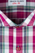 Camasa slim fit in carouri ciclam si alb