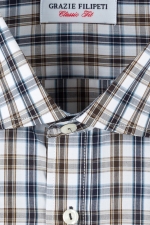 Brown checked casual shirt with buttons