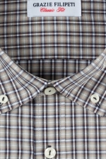 Brown checked classic fit shirt with white lines