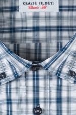 Blue checked casual shirt with blue buttons