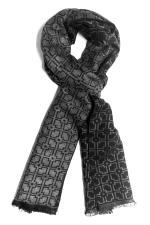 Black cashmere scarf with patterns