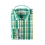 Green checked shirt with white, yellow, and red lines