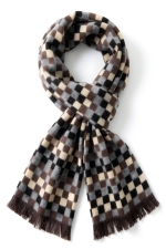Gray cashmere scarf with squares