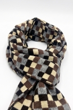 Gray cashmere scarf with squares