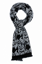 Blue ascot scarf with blue & white circles by Grazie Filipeti