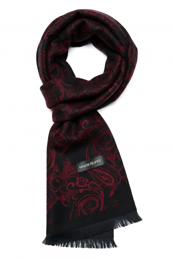 Blue ascot scarf with blue & white circles by Grazie Filipeti