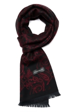 Esarfa din casmir neagra cu modele paisley