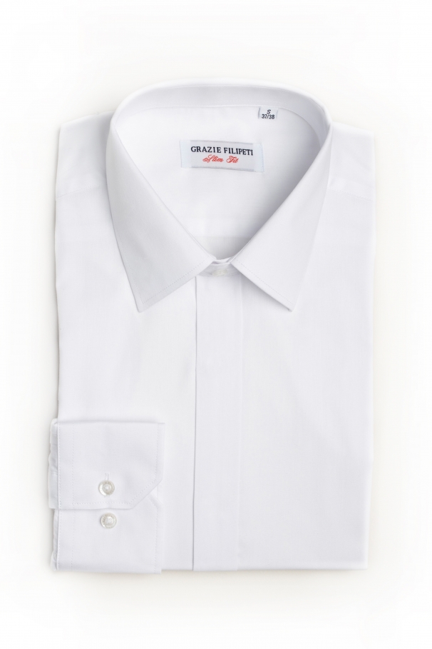 Slim fit white plain cotton shirt